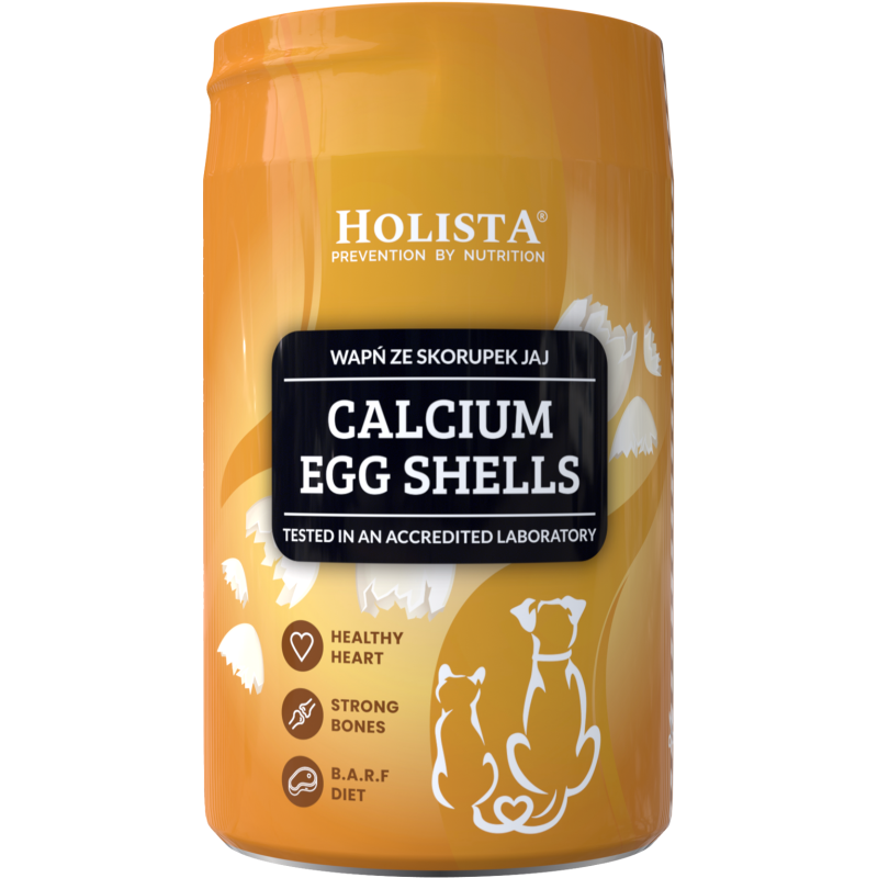 Skorupki jaja kurzego w postaci mączki dla psów i kotów