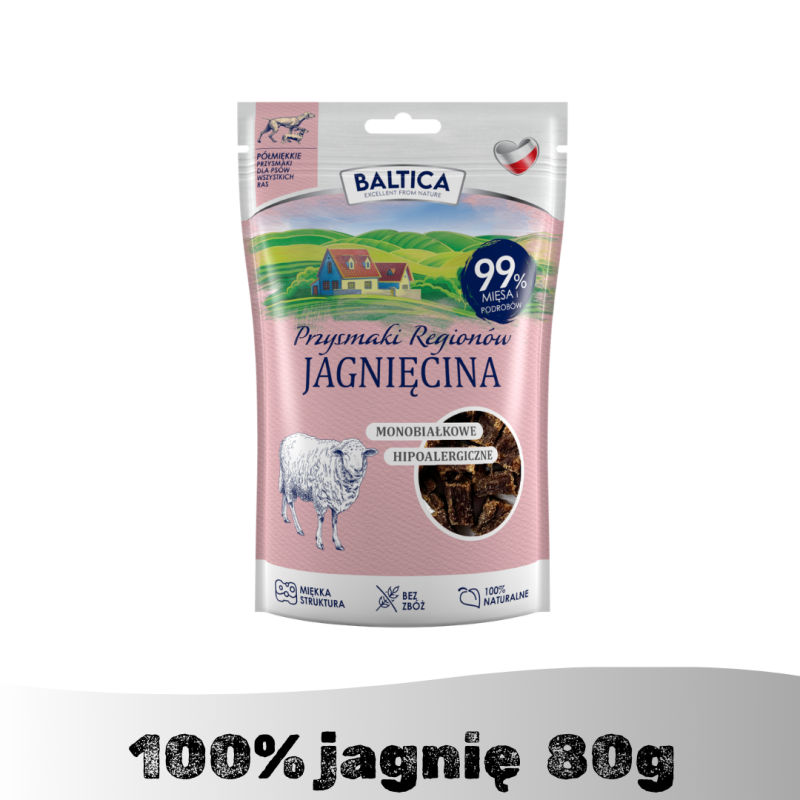 Półmiękkie przysmaki monobiałkowe z jagnięciny dla psa