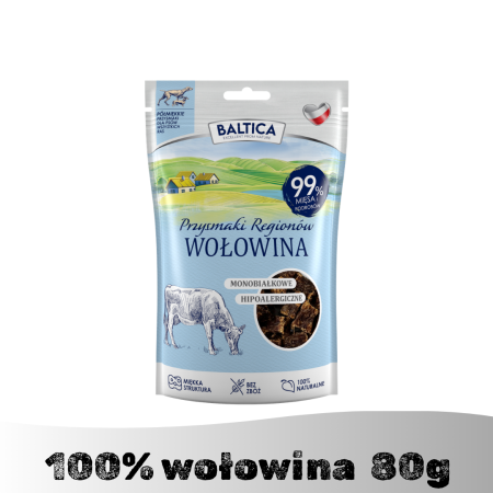 Półmiękkie przysmaki monobiałkowe z wołowiny dla psa