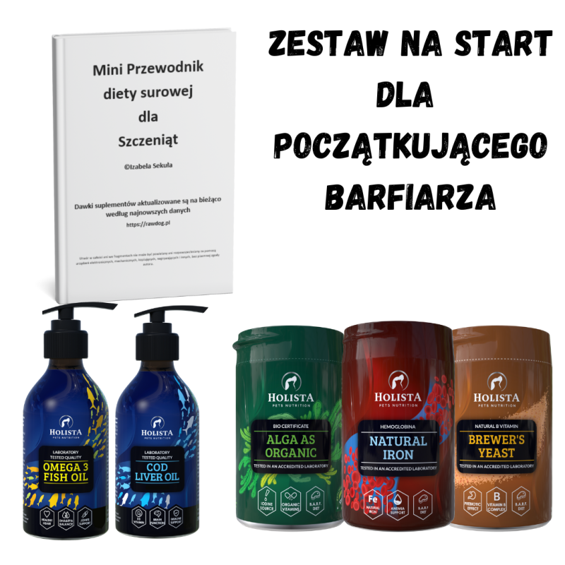 Zestaw startowy suplementów BARF z mini przewodnikiem diety dla szczeniąt