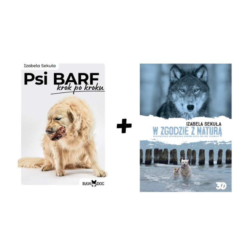 Zestaw dwóch książek o żywieniu psów